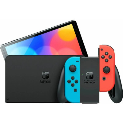 Nintendo Switch with Neon Blue and Neon Red Joy-Con