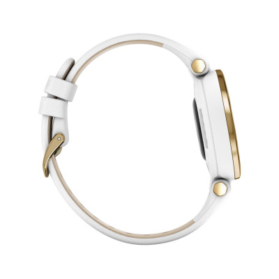 Garmin Lily Light Gold Bezel with White Case and Italian Leather Band (010-02384-B3)