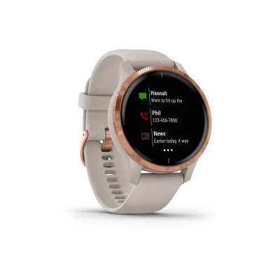 Garmin Venu Rose Gold Stainless Steel Bezel w. Light Sand and Silicone B. (010-02173-23/22/21)