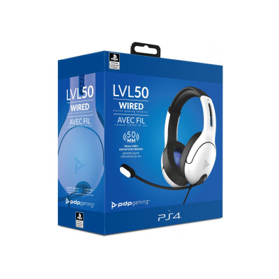 PDP PS5 / PS4 LVL50 Wired Headphones - White (051-099-EU-WH)