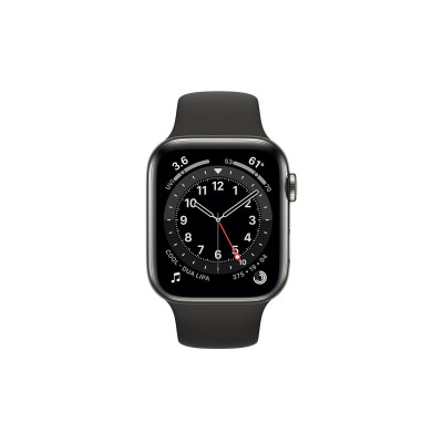 Apple Watch Series 6 GPS + Cellular 44mm Graphite Stainless Steel Case w. Black Sport B. (M07Q3)