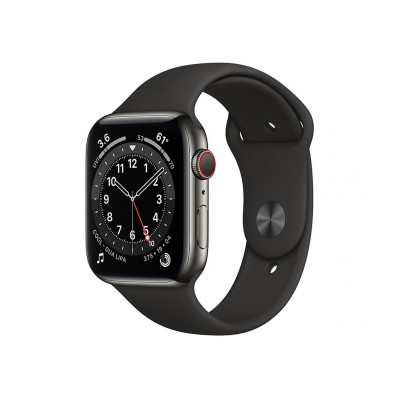 Apple Watch Series 6 GPS + Cellular 44mm Graphite Stainless Steel Case w. Black Sport B. (M07Q3)