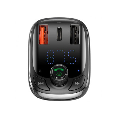 Baseus S-13 Bluetooth FM Launcher 2USB + Type-C - Black (CCTM-B01)