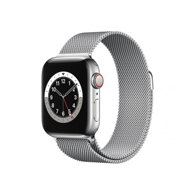 Apple Watch Series 6 GPS + Cellular 40mm Silver Stainless Steel Case w. Silver Milanese L. (M02V3)