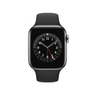 Apple Watch Series 6 GPS + Cellular 40mm Graphite Stainless Steel Case w. Black Sport B. (M02Y3)