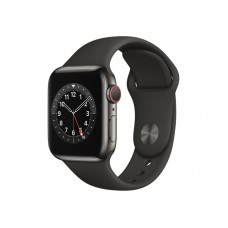 Apple Watch Series 6 GPS + Cellular 40mm Graphite Stainless Steel Case w. Black Sport B. (M02Y3)