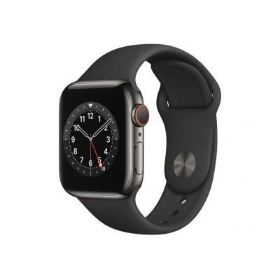 Apple Watch Series 6 GPS + Cellular 40mm Graphite Stainless Steel Case w. Black Sport B. (M02Y3)