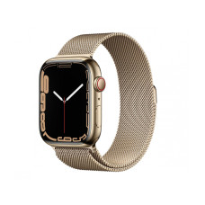 Apple Watch Series 7 GPS + Cellular 41mm Gold Stainless Steel Case with Gold Milanese Loop (MKHH3)