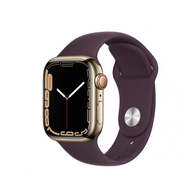 Apple Watch 7 41/Gold Steel/Dark Cherry Sport LTE (MKHY3WB/A)