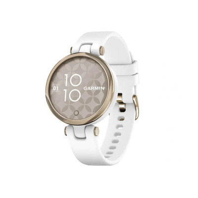 Garmin Lily Cream Gold Bezel with White Case and Silicone Band (010-02384-10)