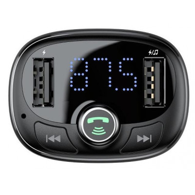 Baseus T-Typed MP3 Car Charger Black (CCALL-TM01)