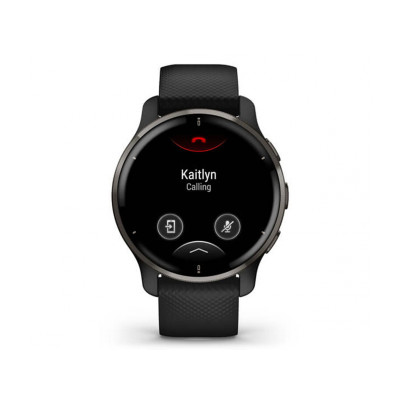 Garmin Venu 2 Plus Slate Stainless Steel Bezel with Black Case and Silicone Band (010-02496-11)