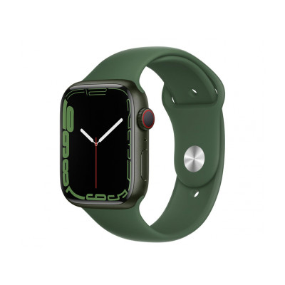 Apple Watch Series 7 GPS + Cellular 45mm Green Aluminum Case with Clover Sport Band (MKJ93)