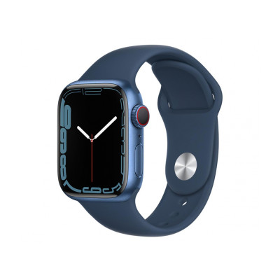 Apple Watch Series 7 GPS + Cellular 41mm Blue Aluminum Case w. Abyss Blue S. Band (MKHC3)