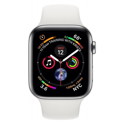 Apple Watch Series 4 GPS+LTE 44mm Steel w. White Sport б. Steel (MTV22, MTX02)