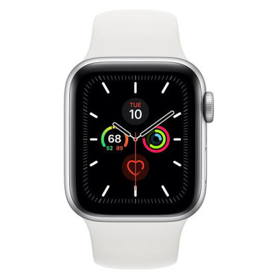 Apple Watch Series 5 GPS 40mm Silver Aluminum w. White b.- Silver Aluminum (MWV62)