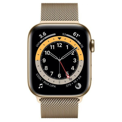 Apple Watch Series 6 GPS + Cellular 44mm Gold Stainless Steel Case w. Gold Milanese L. (M07P3)