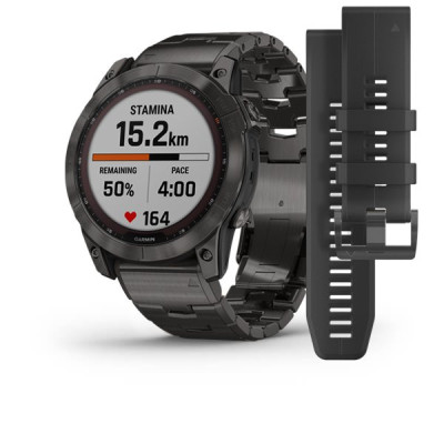  Garmin Fenix 7X Sapphire Solar C. Grey DLC Titanium w. Carbon Grey DLC Vented T. Band (010-02541-27)