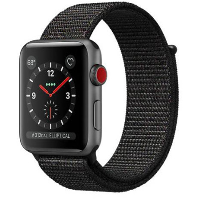 Apple Watch Series 3 GPS + Cellular 42mm Space Gray Case w. Black Sport L. (MRQF2)