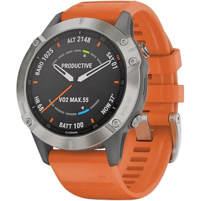 Garmin Fenix 6 Pro Sapphire Titanium with Ember Orange Band (010-02158-14/15)