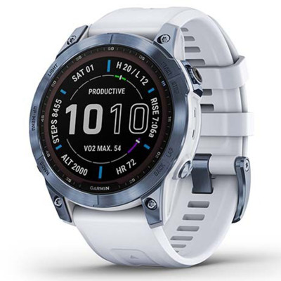 Garmin Fenix 7 Sapphire Solar Mineral Blue DLC Titanium with Whitestone Band (010-02540-24/25)