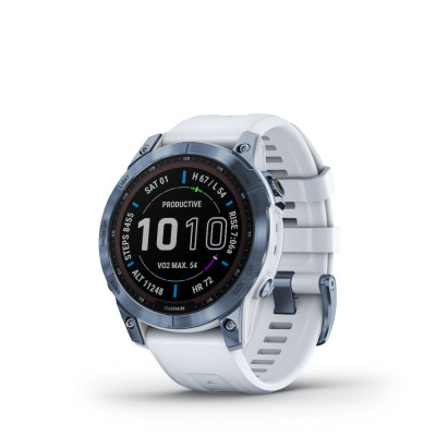 Garmin Fenix 7 Sapphire Solar Mineral Blue DLC Titanium with Whitestone Band (010-02540-24/25)