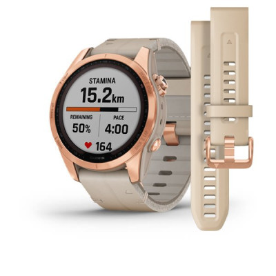 Garmin Fenix 7S Sapphire Solar Rose G. Titanium w. Limestone L. Band (010-02539-35) 