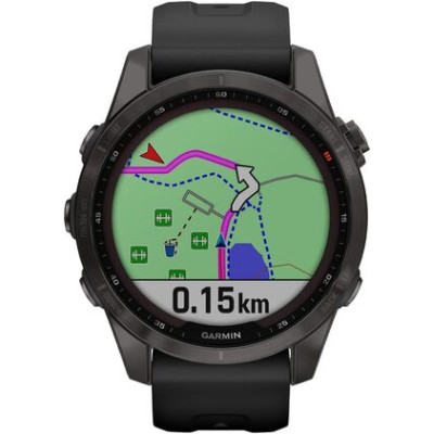 Garmin Fenix 7S Sapphire Solar Carbon G. DLC Titanium w. Black Band (010-02539-24/25)