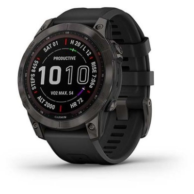 Garmin Fenix 7 Sapphire Solar Carbon Gray DLC Titanium with Black Band (010-02540-21)