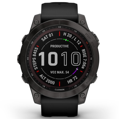 Garmin Fenix 7 Sapphire Solar Carbon Gray DLC Titanium with Black Band (010-02540-21)