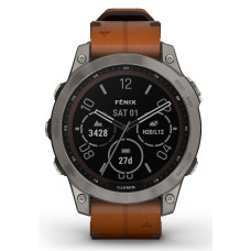 Garmin Fenix 7 Sapphire Solar Titanium Chestnut Leather Band (010-02540-31)