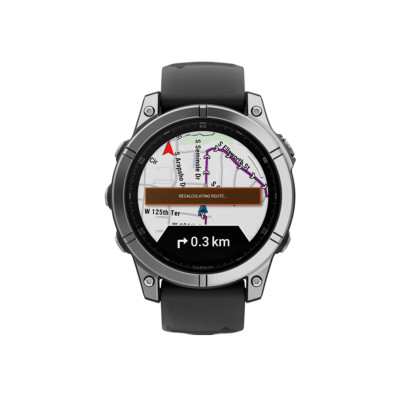 Garmin Fenix E 47mm AMOLED Stainless Steel with Black Silicone Band (010-03025-02/00)