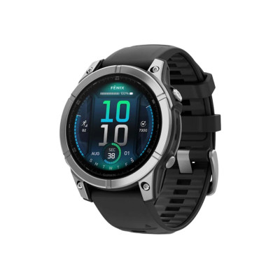 Garmin Fenix E 47mm AMOLED Stainless Steel with Black Silicone Band (010-03025-02/00)