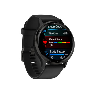 Garmin Venu 3 Slate Stainless Steel Bezel with Black Case and Silicone Band (010-02784-01/51)