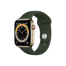 Apple Watch Series 6 GPS + Cellular 44mm Gold Stainless Steel Case w. Cyprus Green Sport B. (M07N3/M09F3)