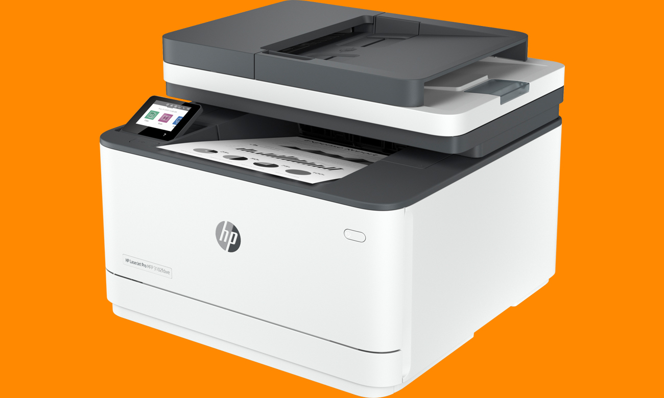 Вид HP LaserJet Pro 3102fdwe спереди