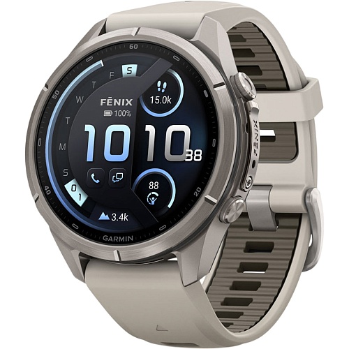 Garmin Fenix 9 Pro inReach 43mm Titanium with Fog Gray/Dark Sandstone Silicone Band (010-04335-80/81)