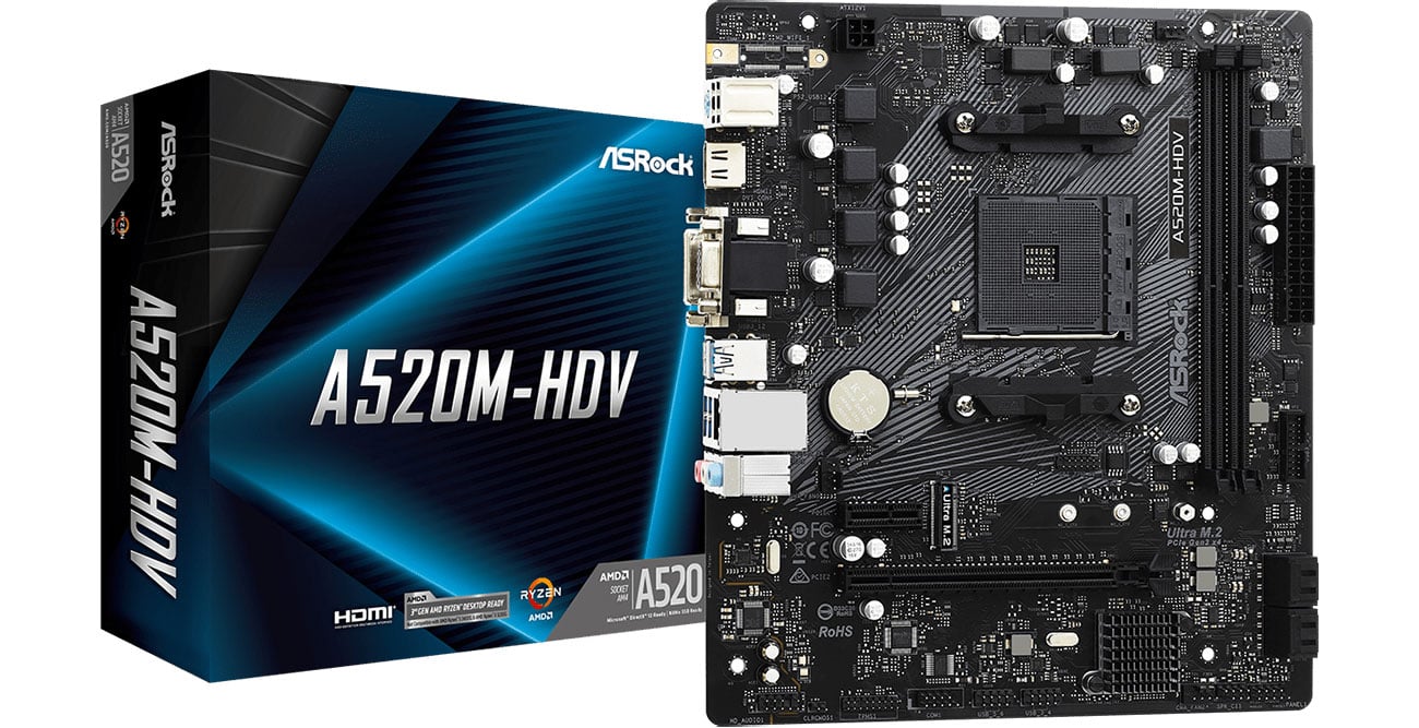 Материнская плата Socket AM4 ASRock A520M-HDV