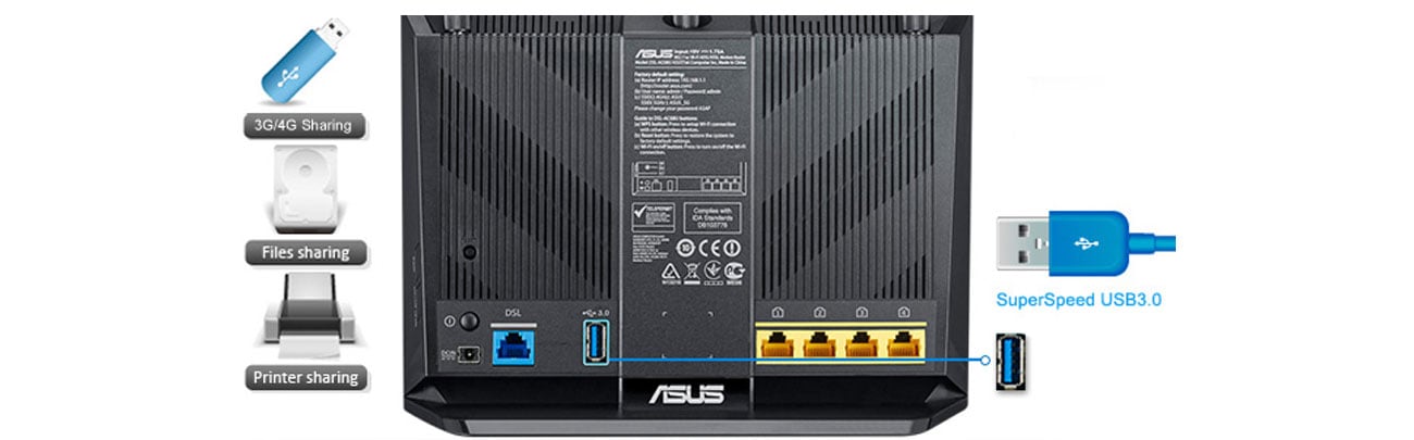 Передача ASUS DSL-AC68U USB 3.0 FTP HTTP UPnP