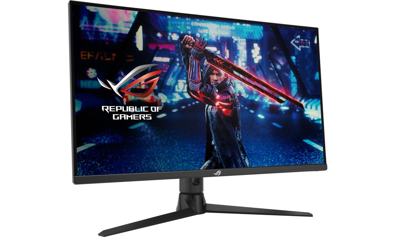 Вигляд ASUS ROG Strix XG32UQ спереду під кутом