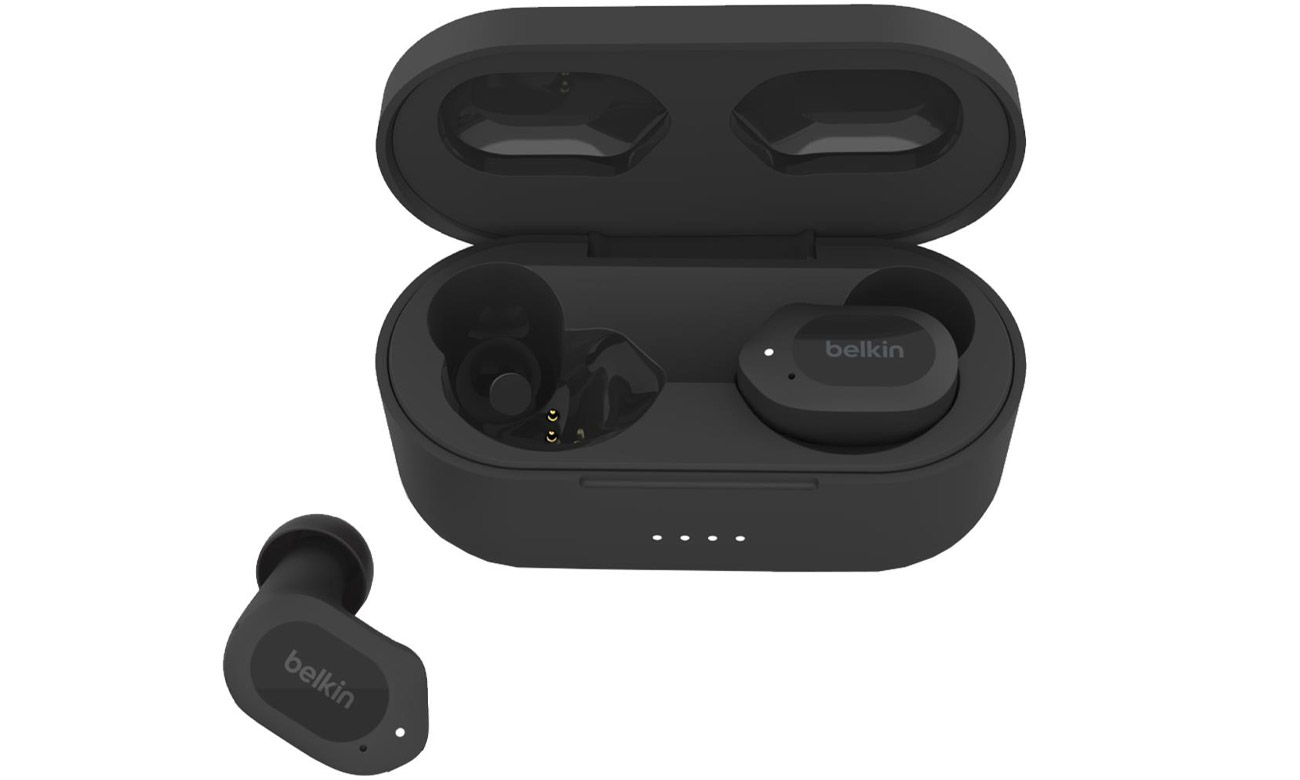 Бездротові навушники Belkin SoundForm Play Black - вид спереду з футляром