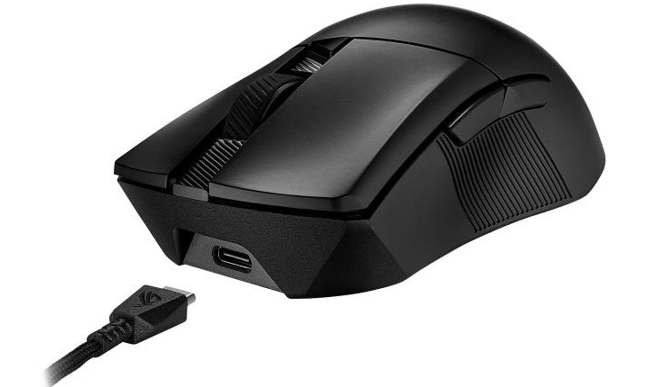 Вид спереди ASUS ROG Gladius III Wireless AimPoint, кабель USB-C