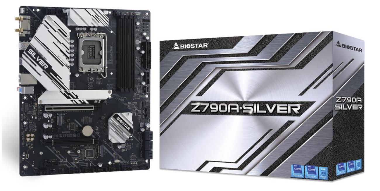 Материнська плата Biostar Z790A SILVER і упаковка