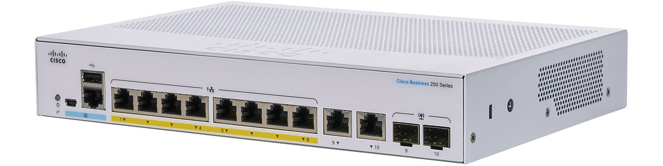 Комутатор Cisco CBS250-8P-E-2G-EU