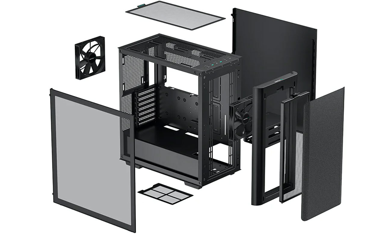 Компьютерный корпус Deepcool CK500, вид на все элементы корпуса