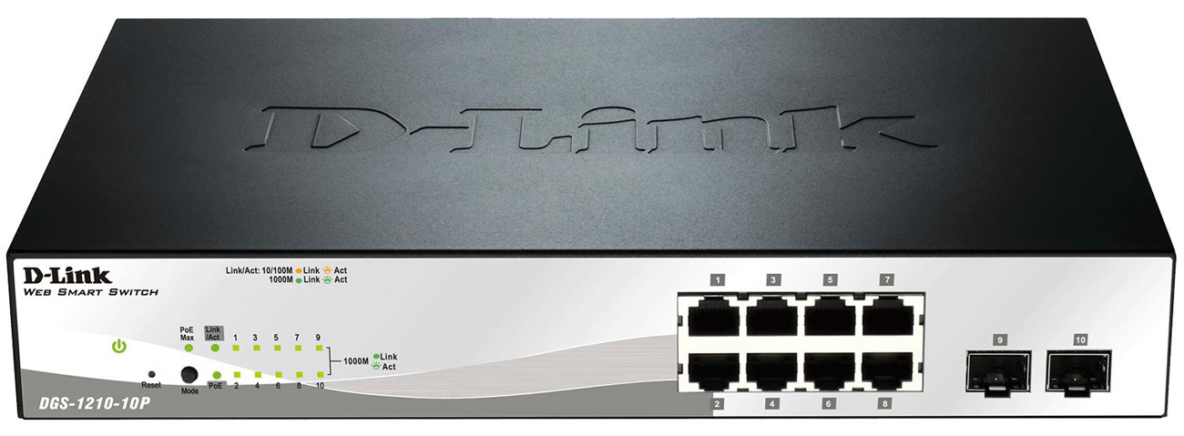 Коммутатор D-Link 12p DGS-1210-10P