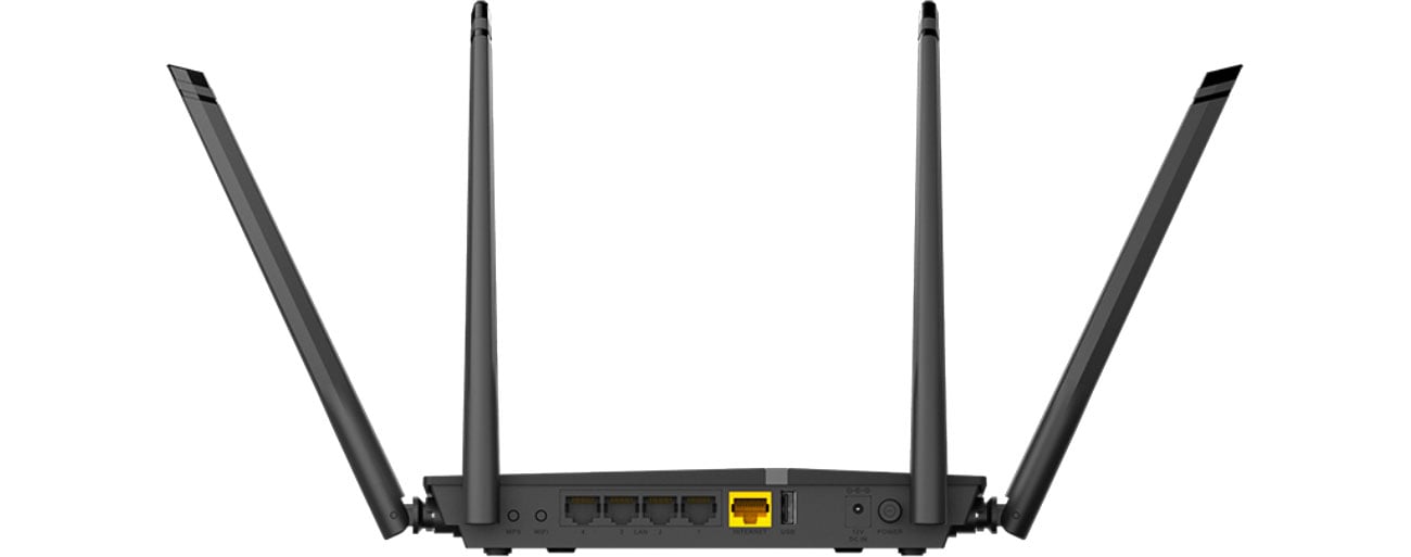 D-Link DIR-825 AC1200 Вид сзади, разъемы LAN, WAN, USB