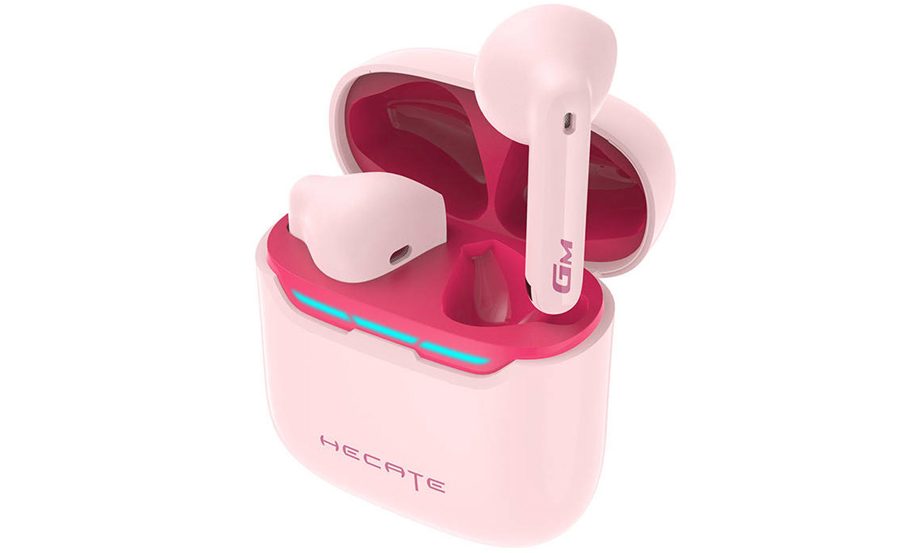 Бездротові навушники Edifier HECATE GM3 Plus Pink - Кутовий вигляд спереду з футляром