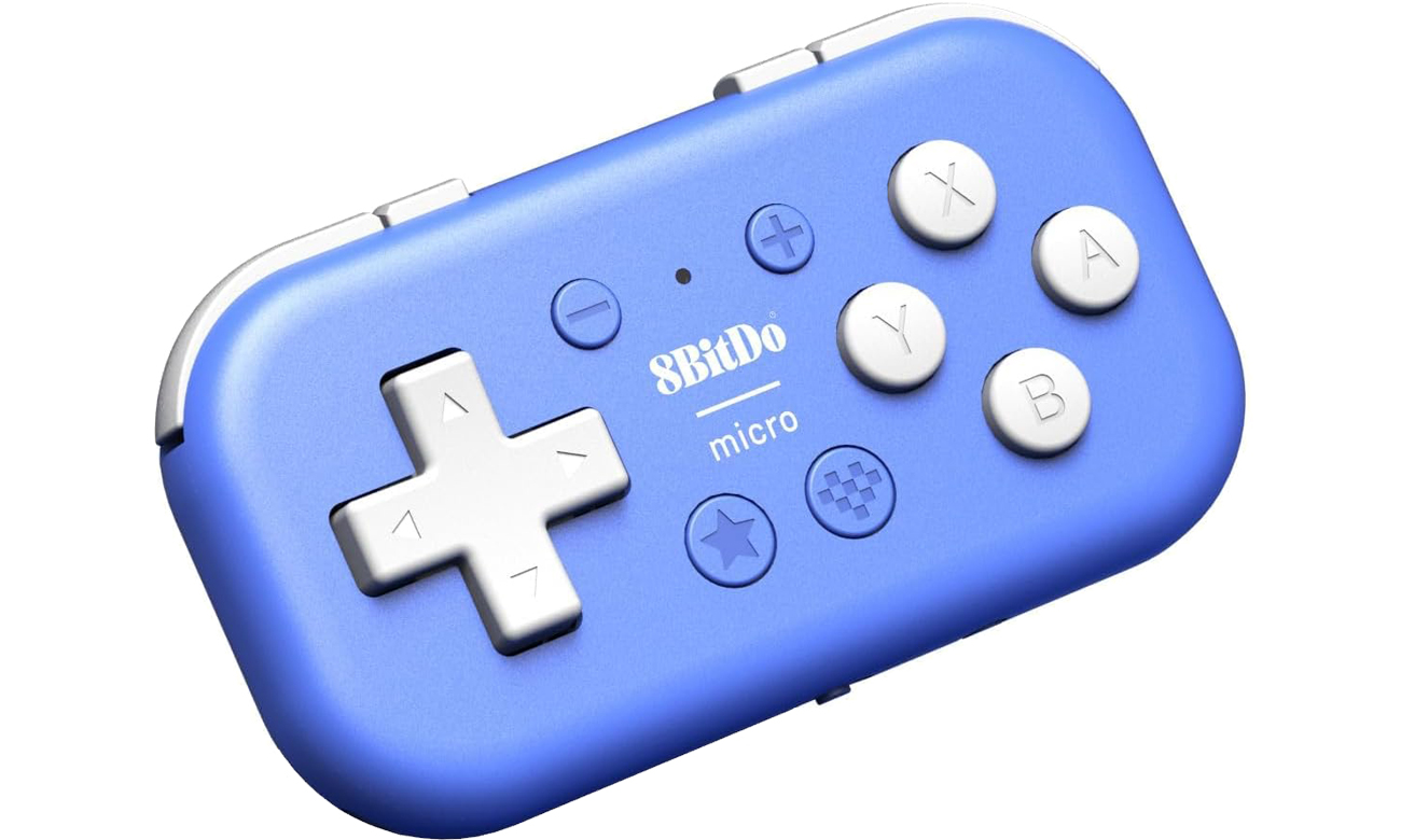 Бездротовий контролер 8BitDo Micro Bluetooth Gamepad Blue – кутовий вигляд спереду