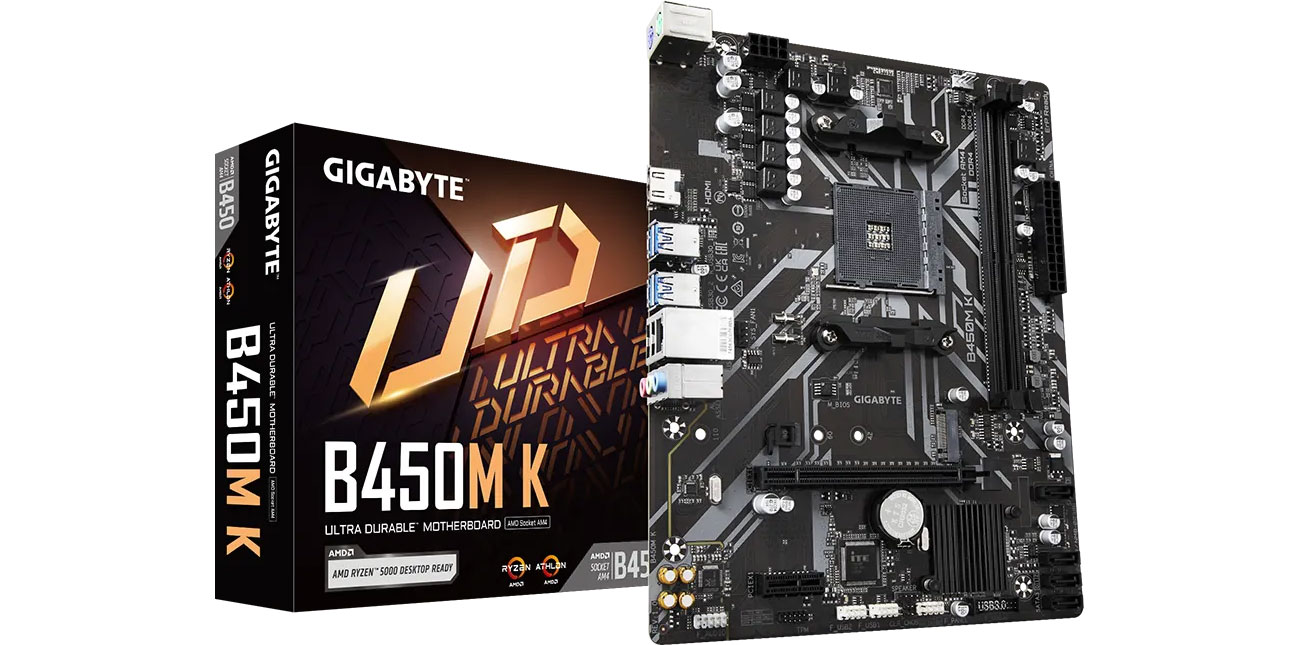 Материнская плата Gigabyte B450M K в коробке